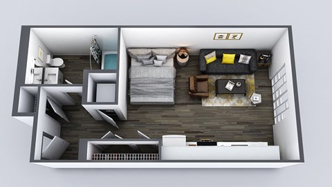 Floor plan for studio, 1 bath, 488 sqft